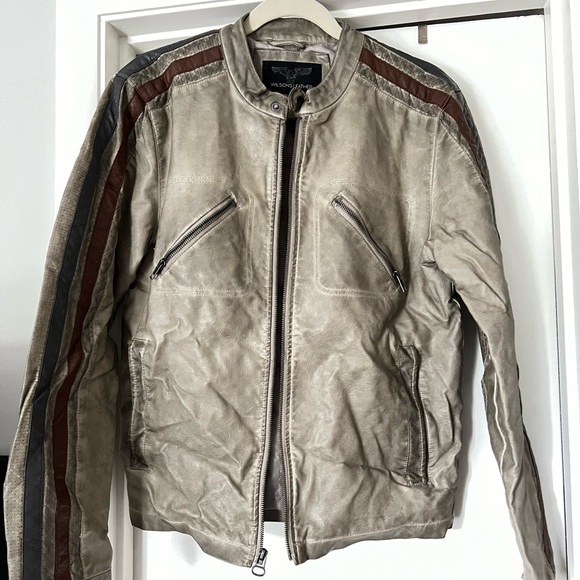 Wilson’s Leather Distressed Biker Jacket - Picture 1 of 8